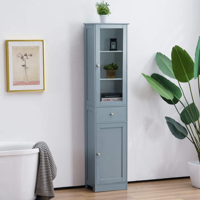 Malonnie Bathroom Storage Cabinet Narrow Tall Cabinet with Doors and Adjustable Shelves Red Barrel Studio Finish Gray